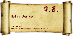 Hahn Benke névjegykártya
